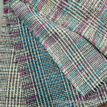 Boucle fashion plaid style with loops yarn fabric